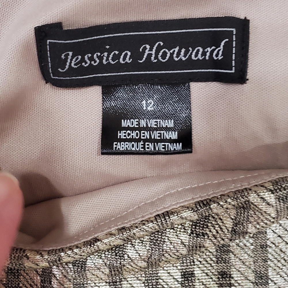Nwot Jessica howard  striped metalic gold  knee length  cocktail evening dress - Picture 7 of 8